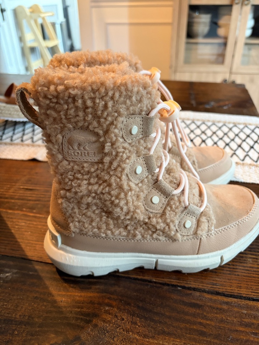 Sorel Kids Fuzzy Tan and Cream Winter Boot